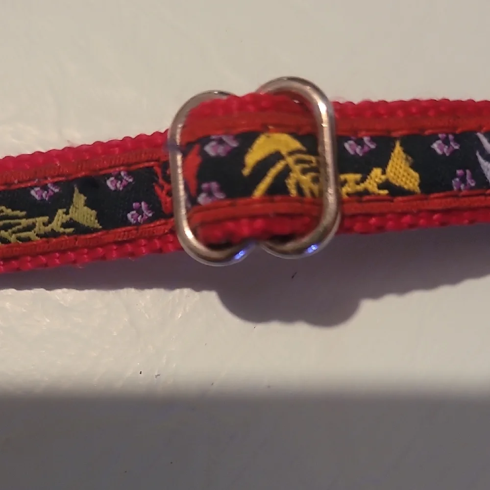Red Patterned Cat Collar with Bell